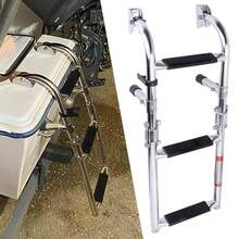 Foldable Stainless Steel Boat Ladder Folding Boarding Ladder 3 Steps Boat Marine - Silver - View 1
