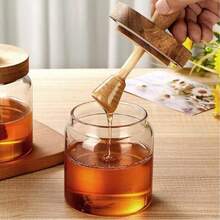 Honey Glassware Honey Jar With Lids And Wooden Dipper Clear Washable Honey Storage Container Glass Beehive Honey Pot For Home Wedding Party - 查看 1
