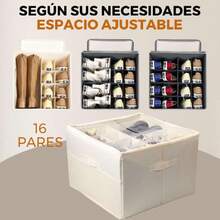 Organizador de Zapatos para Clóset, Zapatera Organizador Apilable, Contenedores de Tela Plegables con Cubierta Transparente, Caja de Zapatos Se Adapta a 16 Pares,Blanco,44589592 - Azul menta - Ver 6