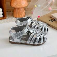 Giày sandal đế mềm kiểu La Mã mới cho bé gái mùa hè 2026, giày công chúa đơn giản. - Bạc - Xem 5
