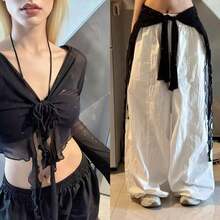 1pc Shiny Jazz Dance New Sexy Sequin Flowy Top, Belly Dance Chiffon Shawl Shoulder Sleeve Shawl, Hip Scarf, Waist Scarf, Skirt, Suitable For Stage Performance, Nightclub, Disco, Festival, Party, Banquet - 彩色 - 查看 6