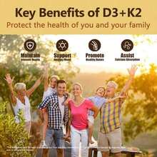 Supplement Vitamin D3K2, 250 Veggie Softgels, 2 In 1 (5000 D3+100mcg K2 MK7)| Healthy Bones, Teeth, Heart, Immune System Healthcare Dietary Fitness Edible - 一 - 查看 2