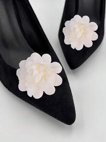 2 miếng họa tiết hoa lá nhỏ xinh bằng polyester, thích hợp để trang trí giày bốt, dép lê, giày cao gót, sandal, giày thể thao và nhiều loại giày khác cho đám cưới, ngày lễ, công sở và mặc hàng ngày. - trắng - Xem 1