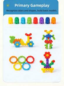 Large Size Fun Hexagonal Building Blocks Bag, Children's DIY Early Education Puzzle Toys, 30/256pcs Kindergarten Large Particle Desktop Educational Tools, Suitable For Children 3 Years Old And Above, Develop Hand-Eye Coordination Skills - Hexagonal Blocks - View 10