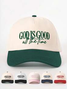 1pc Embroidered "GOD IS GOOD" Colorblock Baseball Cap, Adjustable Sun Protection Casual Hat Suitable For Spring/Autumn Travel, Fashion Versatile Sunshade Hat, Y2K Style For Youth,Beach,Festival - Baseball Cap - View 14