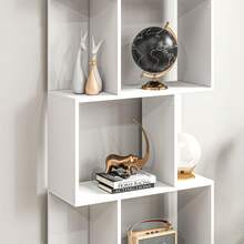 HOMCOM Librería de 5 Niveles, Estantería para Libros en Forma de S con 10 Estantes, para Sala de Estar, Dormitorio, Estudio, Oficina, 60x24x184,5 cm, Blanco - Blanco - Ver 9