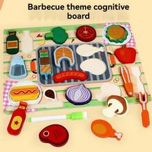 Kids Play Kitchen Realistic Vegetable & Fruit Cognitive Board Wooden Toy Set, Parent-Child Interactive Game - Multicolor - View 6