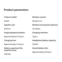 Căști wireless Lenovo EA420 cu urechi deschise, model nou 2026, conexiune stabilă BT5.4, latență redusă, durată lungă de viață a bateriei, calitate a sunetului HiFi, apeluri clare, afișaj digital al bateriei - Vizualizare 5