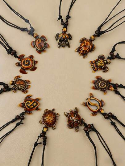 Bộ 10 chiếc vòng cổ nhựa hình động vật cổ điển độc đáo dành cho nam và nữ: Rùa, Voi, Sừng bò, Cá Koi (kiểu ngẫu nhiên), quà tặng cho bạn bè, thích hợp cho câu lạc bộ đêm, quán bar, tiệc tùng, du lịch, xe máy, sở thích, phụ kiện đeo hàng ngày.