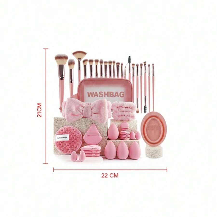 Set Profesional de 42 Piezas para Maquillaje con Estuche Washbag - Incluye Brochas Esponjas y Accesorios | Color Rosa - Rosa - Ver 1