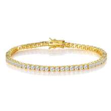 MDFUN 18K Gold Plated Cubic Zirconia Tennis Bracelet, 3mm Cubic Zirconia Pendant Bracelet, Unisex - Gold - View 2