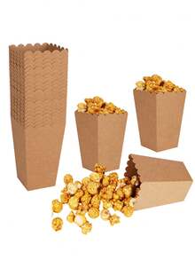 12PCS/1PC/Solid Color Popcorn Box, 2 Sizes Available, Candy Box Party Gift Box, Small Items Packaging Box, Use Birthday Holiday Cinema Party - Camel - View 11