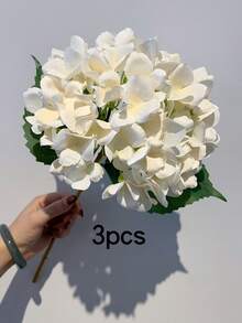 [Cantidad] Piezas/Set Ramo de flores de hortensias artificiales de 23 cm, tallos de flores de hortensias falsas, adecuado para centro de mesa de boda, decoración del hogar (Blanco) - Multicolor - Ver 14