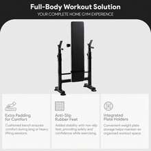Steel Weight Bench W/ Squat Rack In Multiple Colors, 400 Lb User Capacity - Foldable Home Gym Equipment For Range Of Workouts W/ 6-Position Barbell Holder & Adjustable Seat And Recliner - Black/White - View 3