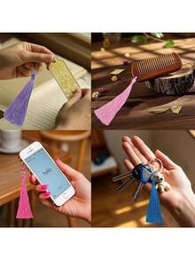 20/50/100pcs 5 Inch/13cm Silk Tassel Bookmarks With 2 Inch Cord Loop And Small Chinese Knot, Suitable For Jewelry Making, Souvenirs, Bookmarks, DIY Crafts - 13cm Fruit Green - View 5