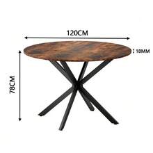 Tavolo da pranzo rotondo, stile industriale, con gambe a X, marrone e nero vintage, tavolo da cucina, ufficio domestico - Castano - Visualizzare 12