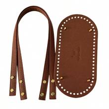 No-Sew PU Leather Crochet Bag Making Kit, Includes Oval Base Shaper, Replaceable Strap Handles, And 8 Snap-In Rivets, Suitable For Handmade Tote Bag, Handbag DIY, Pre-Drilled Holes For Easy Assembly, PU Leather Accessories, DIY Wallet Making - A - View 10