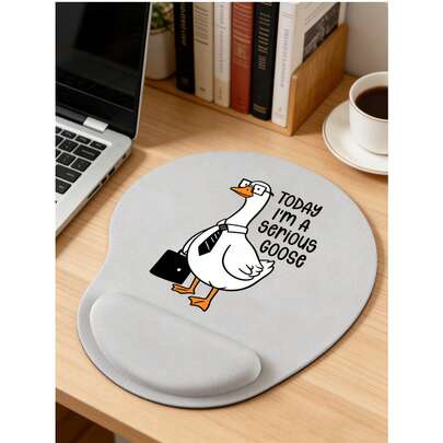 Ergonomic Goose Design Computer Mouse Pad With "Today I'm Serious Goose" Text, Ergonomic EVA Wrist Rest, Non-Slip Memory Foam Mouse Pad, Comfortable Non-Slip Base, Smooth Wrist Support Mouse Pad, Comfortable Desk Pad, Suitable For Gaming, Office, Computer, Laptop, Home Use, Graduation Souvenir, Valentine's Day, Mother's Day, Back To School Perfect Gift