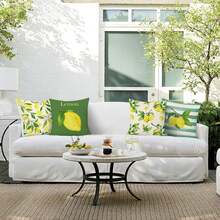 4pcs Yellow Lemon & Green Leaf Decorative Throw Pillow Covers - Yellow - View 7