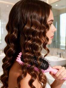 1pc Viral Curl Styling Brush For Defining & Clumping Curls - Anti-Static Detangler Brush Reduces Frizz For Wet Hair Styling - Salon Grade Tool - 粉紅色-1PC - 查看 5