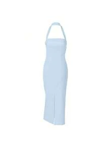 Women's Elegant Strapless Fitted Mid-Length Dress, Sexy For Party, Holiday, Date, Spring/Summer - Baby Blue - View 5