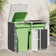 Bin Storage Unit For 3 Bins, Anthracite, 216x81x115 Cm, Steel, Single Bin Storage Unit, Bin Enclosure, Bin Cover - Màu xám đen - Xem 10