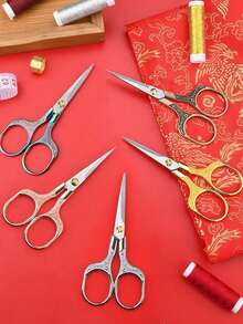 1 Set Multipurpose Scissors, Retro Stainless Steel Sewing Scissors - Precise Cutting Of Fabric And Threads, Suitable For Embroidery, Sewing Supplies And Tailoring Accessories. Sewing Supplies, Retro Embroidery Scissors, Sewing Scissors, Stainless Steel Detail Scissors, Suitable For Embroidery, Sewing, DIY Crafts And Office Use. - One Size - View 3