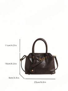 Fashionable Retro Versatile Clasp Shoulder Handbag, Armpit Bag, Shell Bag, Autumn/Winter, Retro Inspired Vintage Bag For Women - 咖啡棕 - 查看 4