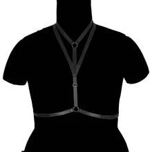 Punk Gothic Style Women's Body Harness Lingerie Set, Includes Garter Belt, Stockings, Cage Garter Belt, Bra - A - View 11
