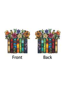 1pc 2D Acrylic Flower Sun Catcher, Hanging Decoration For Library Books, Windows, Suitable Gift For Book Club, Bookworms, Librarians, Book-Themed Decor - A - View 9