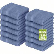 Utopia Towels 12 Pack Premium Wash Cloths Set, 12 By 12 Inches, 100% Cotton Ring Spun, Highly Absorbent And Soft Feel Essential Washcloths For Bathroom, Spa, Gym, And Face, Dark Brown - 電光藍 - 查看 4