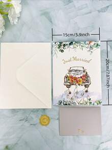 1pc 3D Wedding Greeting Card With Car & Pattern Design, Including Card And Envelope, Minimalist Wedding Card, Gift For Family & Friends, Blessing Card, 3D Folding Card, Thank You Card, Multifunctional Creative Wedding Card - View 6