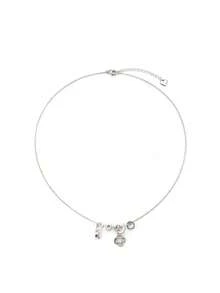 1件装女士重型铜镶嵌锆石四叶草简约时尚精致项链 - 銀色 - 查看 7