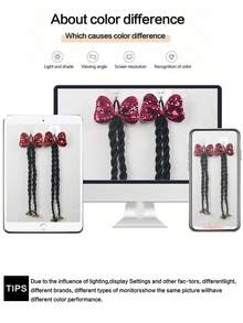 2pcs Kids 20inch Braided Ponytail Synthetic Hair Extension With Bow,With Bead In The End, High Elasticity Hair Tie Design,Ponytail Accessories - Natural Black - View 9