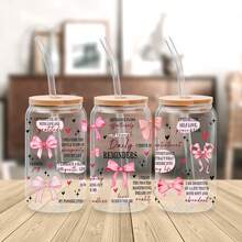 Bộ 4 miếng dán chuyển nhiệt UV DTF hình nơ hồng (9.4x4.3 inch), không cần nhiệt, với các câu khẳng định "Chúa phán bạn là người theo đạo Cơ đốc", những lời nhắc nhở hàng ngày, những câu nói truyền cảm hứng, hình nơ hồng dịu dàng dành cho bé gái và cuộc sống của người mẹ, decal dán chống thấm nước, quà tặng DIY. - Coquette 01 - Xem 6