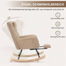 Brown Rocking Chair, Modern Upholstered High-Quality Fabric Children's Room Rocking Chair With Padded Seat, High Backrest, Armchair And Invisible, With Neck Pillow - Brown + Corduroy - View 3