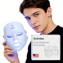 7-1 Colors Red Light Face Mask 1 PC Red Light Mask For Face Facial Mask Skincare At Home Cordless Portable Rechargeable EMS Massage Patches For Anti Aging And Skin Therapy - White - View 2