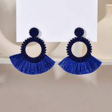 2 đôi bông tai tua rua tối giản dành cho nữ, bông tai thời trang phù hợp cho kỳ nghỉ. - tua - Xem 8