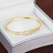 1pc Minimalist Round Chain Design Cubic Zirconia Inlaid Women Bracelet - Multicolor - View 4