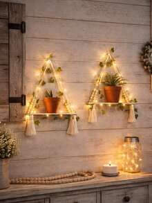 Artificial Ivy LED Light Strip With Wall Mounting Bracket, Suitable For Bedroom, Bathroom, Living Room, Kitchen, Wooden Hanging Plant Rack For Wall Decor (Batteries Not Included) - Multicolor - View 12