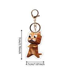 1pc "Ay Mi Gatito" Japanese Text Dancing Cat Acrylic Keychain Pendant - Multicolor - View 9