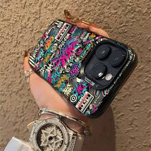 Graffiti estilo salvaje rosa azul años noventa ciudad.funda de teléfono Fundas compatibles con ,Apple,VIVO,OPPO,,, y Honor.Fabricadas en silicona TPU,ofrecen protección contra golpes y caídas. - Negro - Ver 6