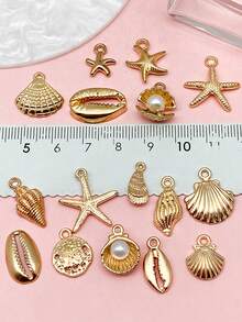 50 chiếc/gói Mặt dây chuyền hình sao biển KC Gold ngẫu nhiên, thích hợp để làm trang sức mùa hè như vòng cổ, bông tai, vòng tay, đồ thủ công DIY. - Vàng - Xem 5
