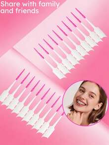 Vaclav 50/100/150/250pcs Soft Silicone Dental Floss Picks, Disposable Tooth Cleaning Floss Sticks With Case - Multicolor - View 4