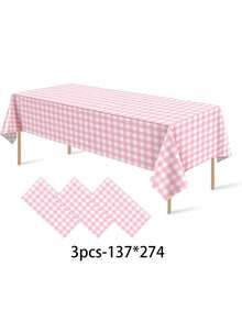 1 pieza Mantel desechable de plástico, mantel a cuadros a prueba de agua en negro/rojo/rosa/azul, adecuado para picnics al aire libre, cocina y fiestas festivas - 137x274cm - Ver 10