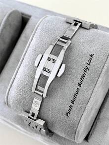 Pablo Raez Original Charming Classic Unisex Wristwatch Stainless Steel Couple Watch Silver Non-Fading AAA Quality Premium Couple Watch Luxury New Design Fashion Watch Elegant Vintage Square Fashion Wristwatch Roman Numeral White Dial With Date Display Girls Popular Square Quartz Watch 50m Waterproof Solid Steel Band Butterfly Clasp Casual Cute Women's Watch Suitable For Teacher Girlfriend Mother Gift Daily/Work/Party Decoration Birthday Graduation Wedding Gift - Silver - View 9