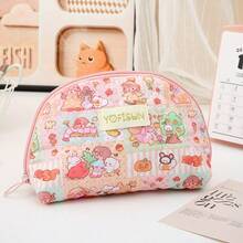 Cartoon Striped Quilted Cosmetic Bag, Portable Zipper Makeup Organizer Pouch, Multi-Functional Storage Bag, Lightweight Travel Bag For Toiletries, Cosmetics, Stationery, Compact Toiletry Bag, Gift For Friends And Classmates Make Up Bag Makeup Pouch Wash Bag Makeup Storage Large Capacity Mothers Day Gift Holiday Essentials Mother Gifts - Multicolor - View 9