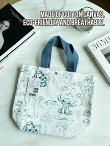 史迪奇帆布手提袋，可爱的迪士尼配饰，饰有调皮的蓝色史迪奇图案，结构坚固，采用优质柔软帆布材质，轻便舒适，适合日常使用、旅行、上学、购物和外出，是送给《星际宝贝》和迪士尼粉丝的完美礼物。 - 彩色 - 查看 12