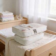 1pc Baby Clothes Storage Bag, Large Capacity Waterproof Dirty Laundry Organizer, Separating Compartments, Motherhood Accessories, (White) - Beige - View 4