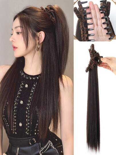 Tóc đuôi ngựa giả, búi tóc giả, kẹp tóc kiểu càng cua, tóc giả búi nối dài, phụ kiện tóc cho nữ dùng hàng ngày.